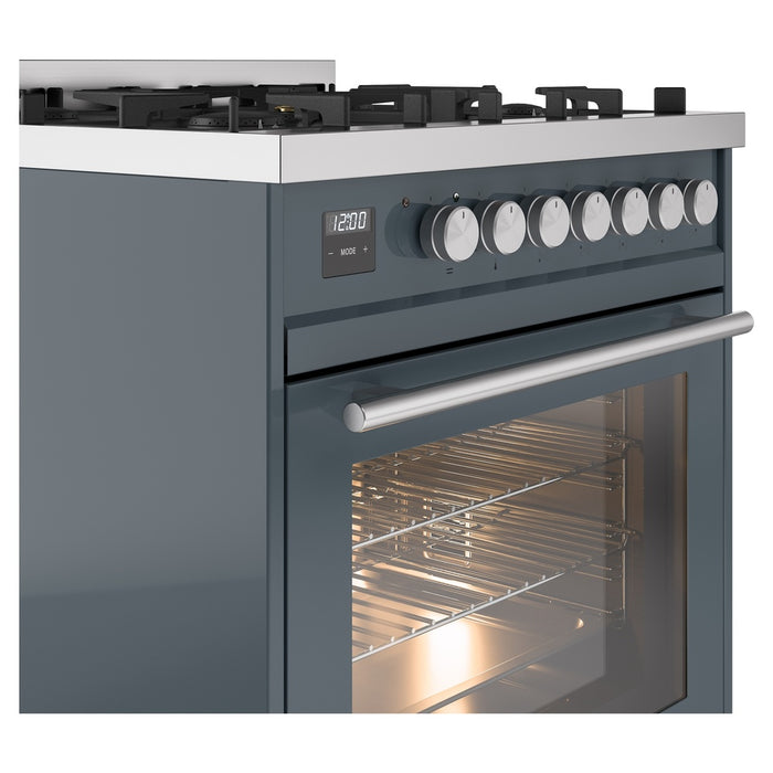 ILVE 30" Professional Plus II Dual Fuel Range with 5 Sealed Burners, Triple Glass Door - UP30WMP