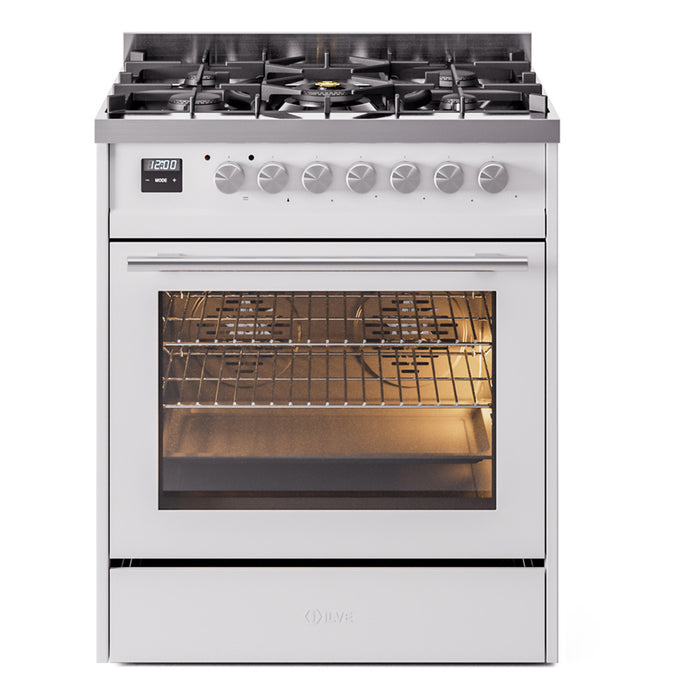 ILVE 30" Professional Plus II Dual Fuel Range with 5 Sealed Burners, Triple Glass Door - UP30WMP