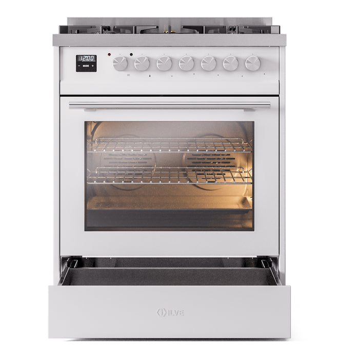 ILVE 30" Professional Plus II Dual Fuel Range with 5 Sealed Burners, Triple Glass Door - UP30WMP