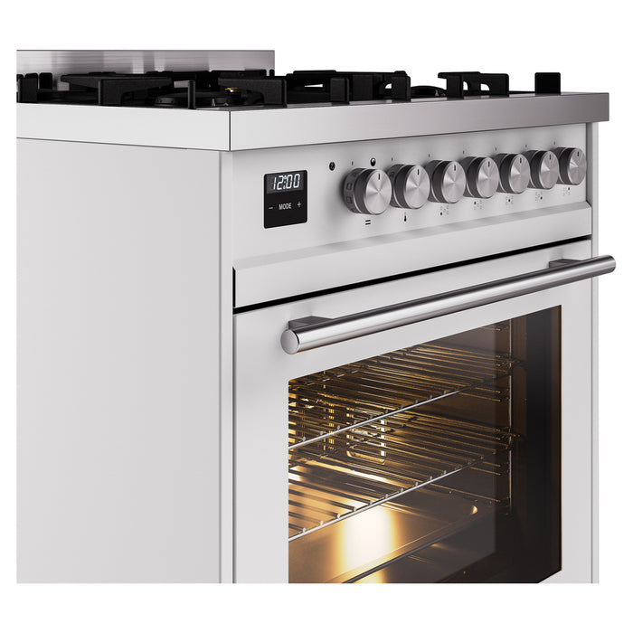 ILVE 30" Professional Plus II Dual Fuel Range with 5 Sealed Burners, Triple Glass Door - UP30WMP