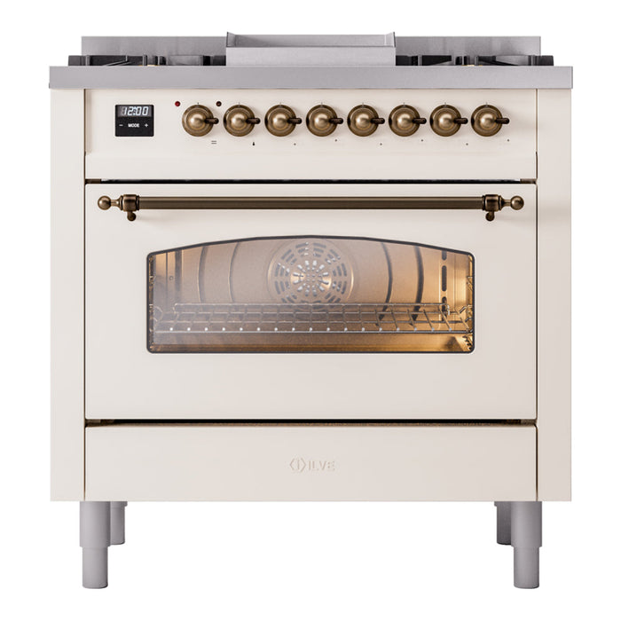 ILVE 36" Nostalgie II Dual Fuel Range with 6 Burners + Fry Top - UP36FNMP