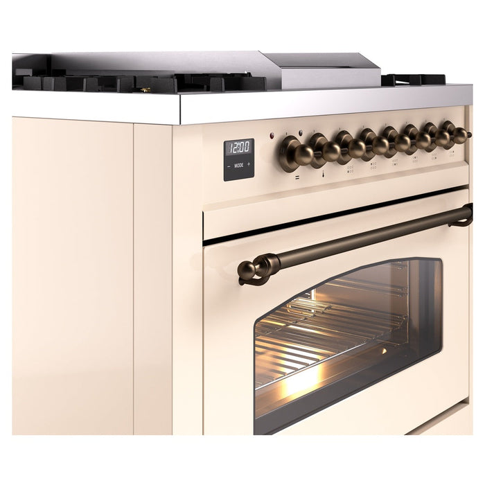 ILVE 36" Nostalgie II Dual Fuel Range with 6 Burners + Fry Top - UP36FNMP