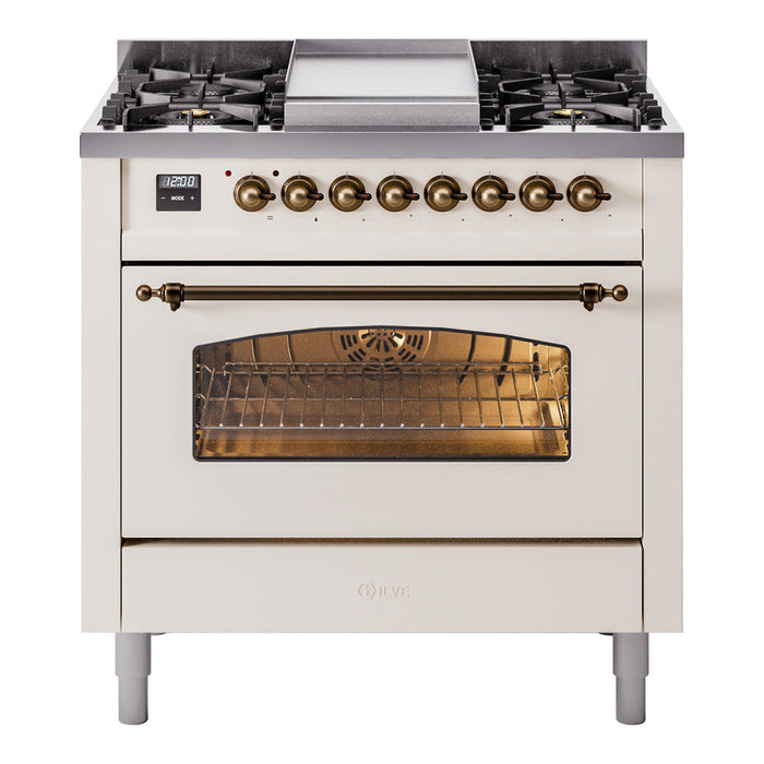 ILVE 36" Nostalgie II Dual Fuel Range with 6 Burners + Fry Top - UP36FNMP