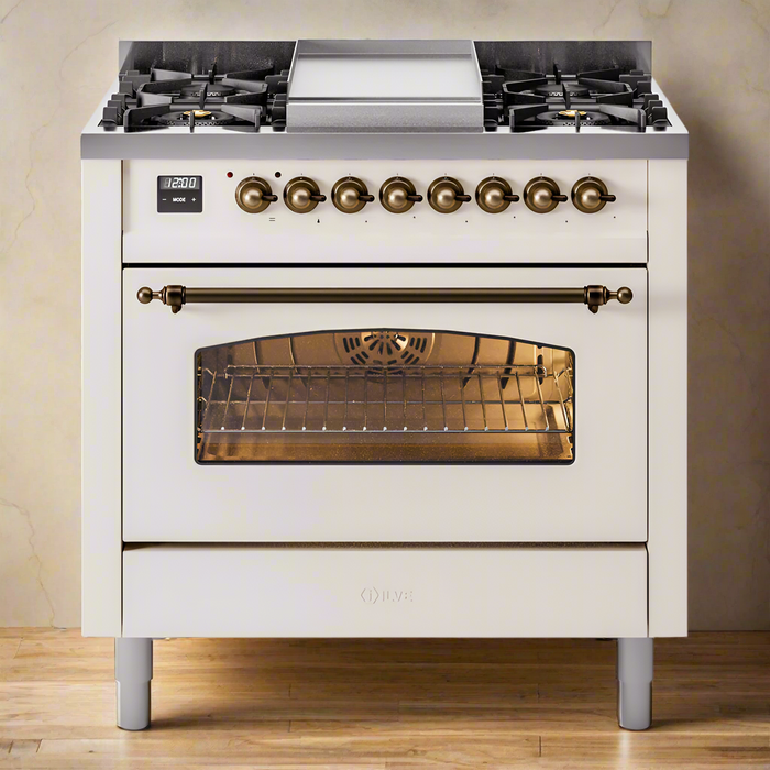 ILVE 36" Nostalgie II Dual Fuel Range with 6 Burners + Fry Top - UP36FNMP