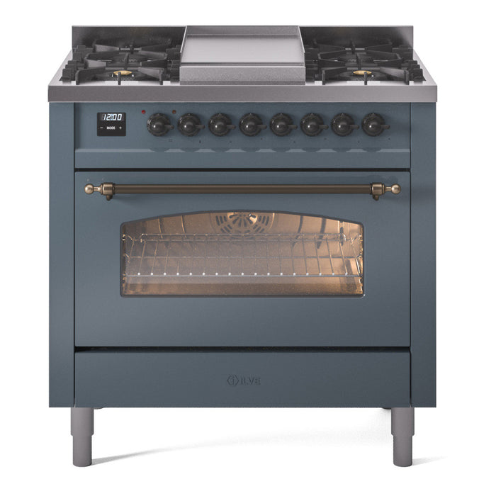 ILVE 36" Nostalgie II Dual Fuel Range with 6 Burners + Fry Top - UP36FNMP