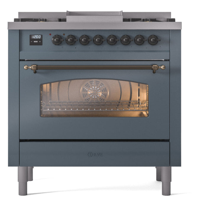 ILVE 36" Nostalgie II Dual Fuel Range with 6 Burners + Fry Top - UP36FNMP