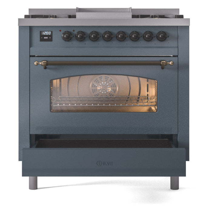 ILVE 36" Nostalgie II Dual Fuel Range with 6 Burners + Fry Top - UP36FNMP