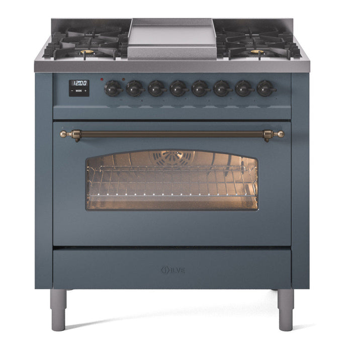 ILVE 36" Nostalgie II Dual Fuel Range with 6 Burners + Fry Top - UP36FNMP