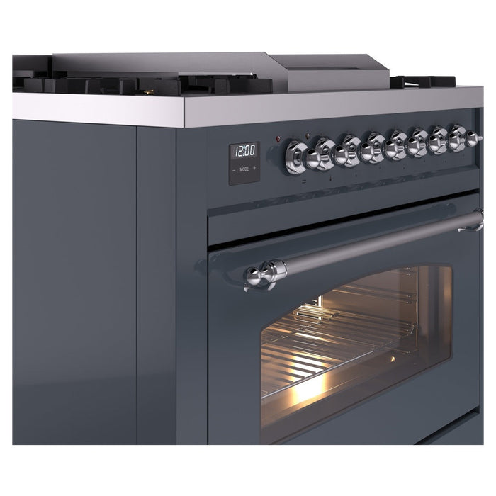 ILVE 36" Nostalgie II Dual Fuel Range with 6 Burners + Fry Top - UP36FNMP