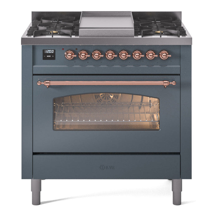 ILVE 36" Nostalgie II Dual Fuel Range with 6 Burners + Fry Top - UP36FNMP