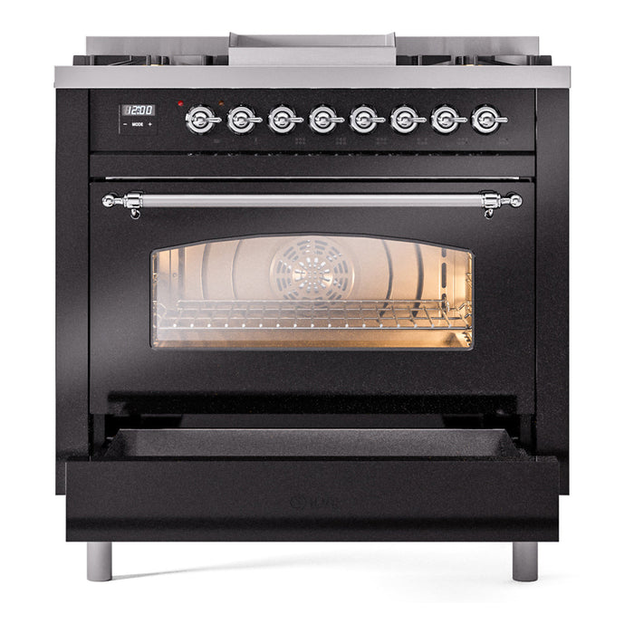 ILVE 36" Nostalgie II Dual Fuel Range with 6 Burners + Fry Top - UP36FNMP