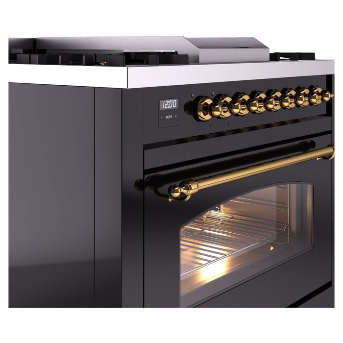 ILVE 36" Nostalgie II Dual Fuel Range with 6 Burners + Fry Top - UP36FNMP