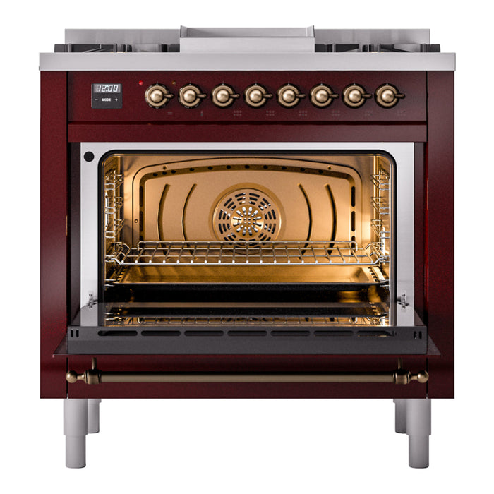 ILVE 36" Nostalgie II Dual Fuel Range with 6 Burners + Fry Top - UP36FNMP