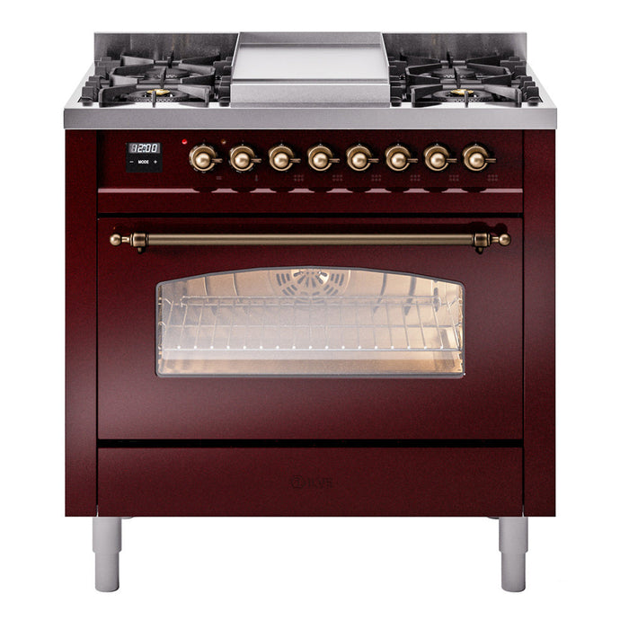 ILVE 36" Nostalgie II Dual Fuel Range with 6 Burners + Fry Top - UP36FNMP