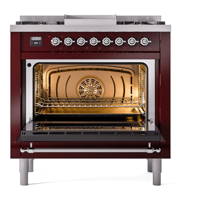 ILVE 36" Nostalgie II Dual Fuel Range with 6 Burners + Fry Top - UP36FNMP