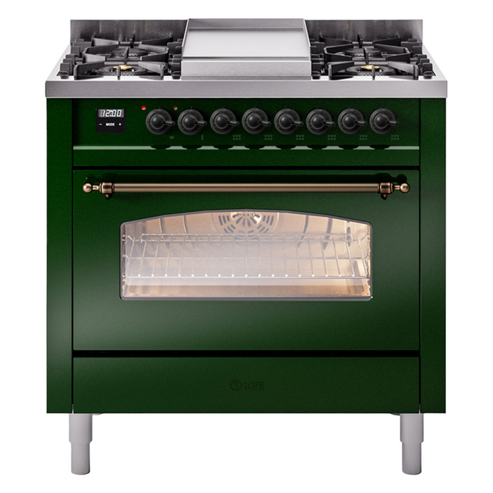 ILVE 36" Nostalgie II Dual Fuel Range with 6 Burners + Fry Top - UP36FNMP