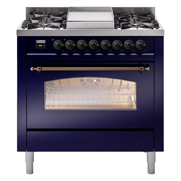 ILVE 36" Nostalgie II Dual Fuel Range with 6 Burners + Fry Top - UP36FNMP