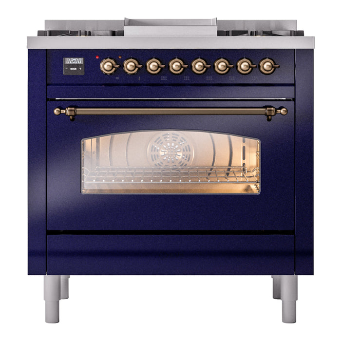 ILVE 36" Nostalgie II Dual Fuel Range with 6 Burners + Fry Top - UP36FNMP