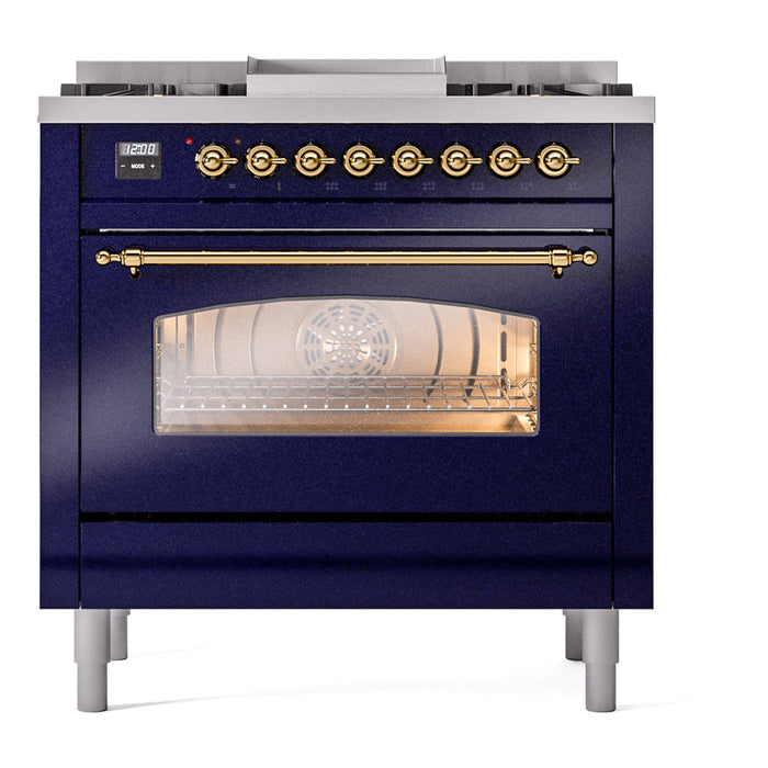 ILVE 36" Nostalgie II Dual Fuel Range with 6 Burners + Fry Top - UP36FNMP