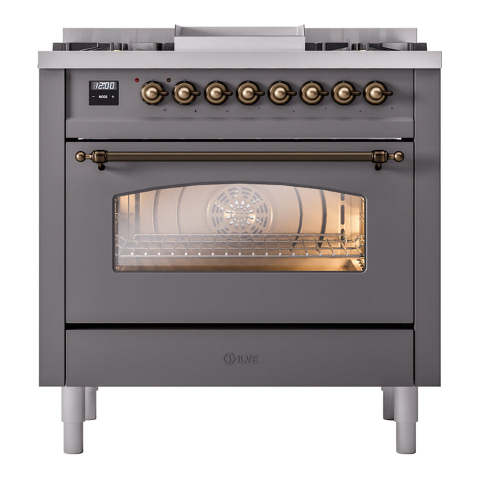 ILVE 36" Nostalgie II Dual Fuel Range with 6 Burners + Fry Top - UP36FNMP