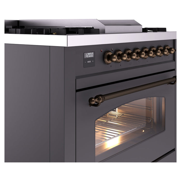 ILVE 36" Nostalgie II Dual Fuel Range with 6 Burners + Fry Top - UP36FNMP