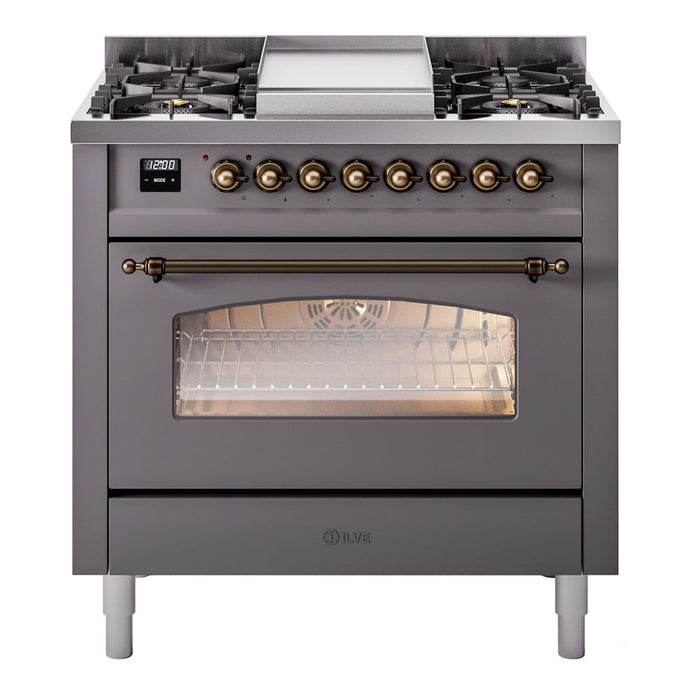 ILVE 36" Nostalgie II Dual Fuel Range with 6 Burners + Fry Top - UP36FNMP