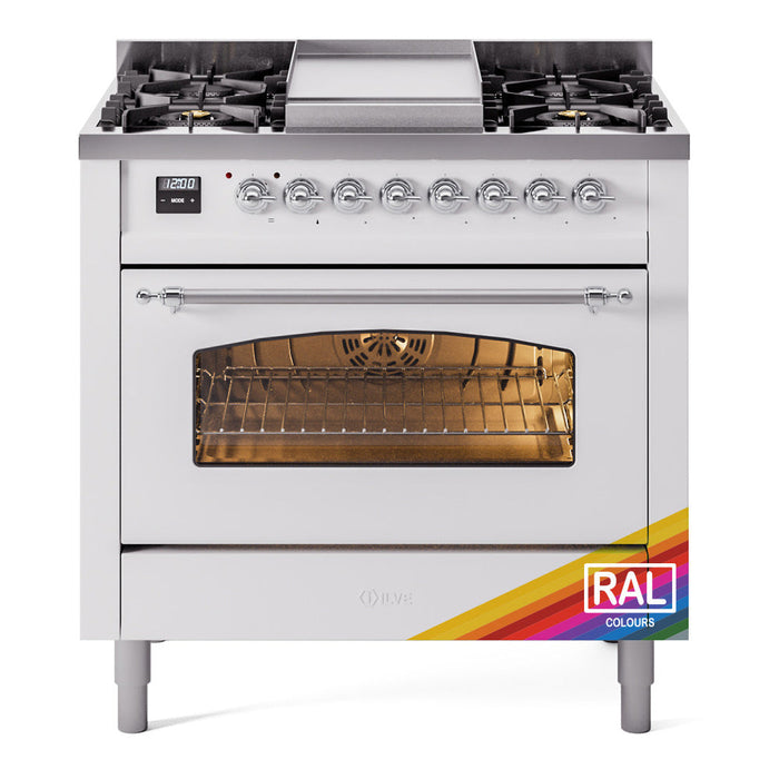 ILVE 36" Nostalgie II Dual Fuel Range with 6 Burners + Fry Top - UP36FNMP