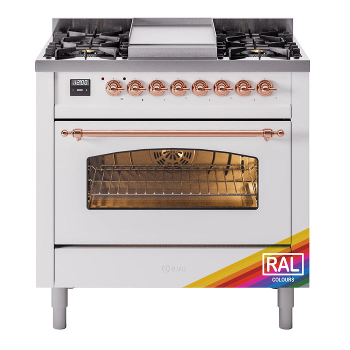 ILVE 36" Nostalgie II Dual Fuel Range with 6 Burners + Fry Top - UP36FNMP