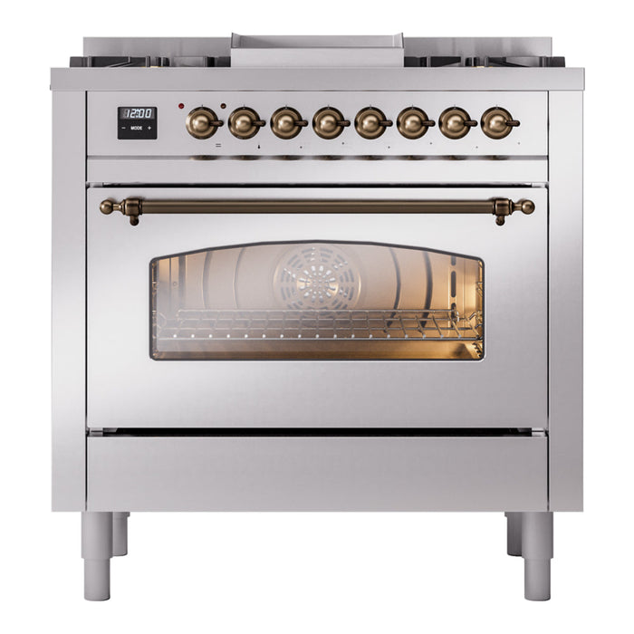 ILVE 36" Nostalgie II Dual Fuel Range with 6 Burners + Fry Top - UP36FNMP