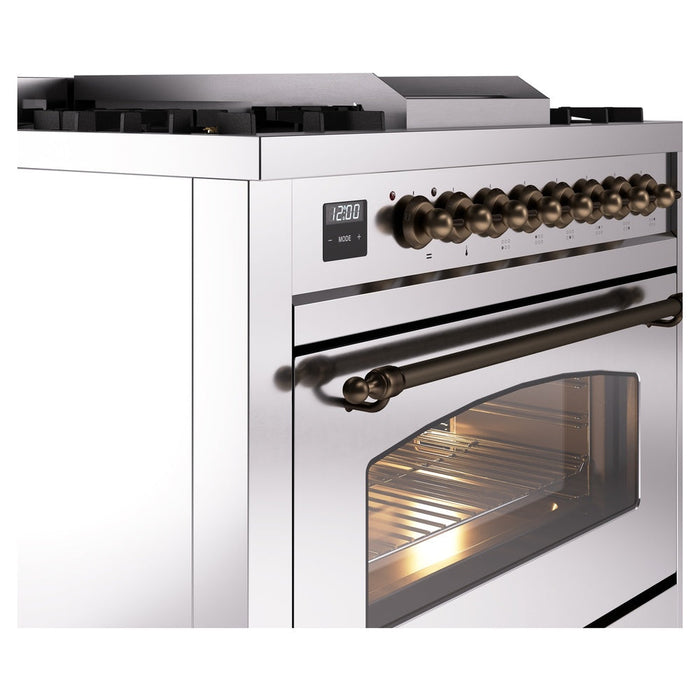 ILVE 36" Nostalgie II Dual Fuel Range with 6 Burners + Fry Top - UP36FNMP