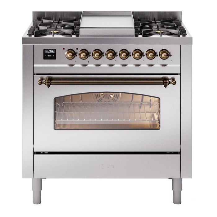 ILVE 36" Nostalgie II Dual Fuel Range with 6 Burners + Fry Top - UP36FNMP