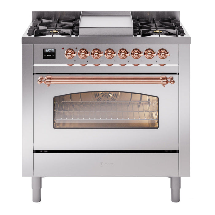 ILVE 36" Nostalgie II Dual Fuel Range with 6 Burners + Fry Top - UP36FNMP