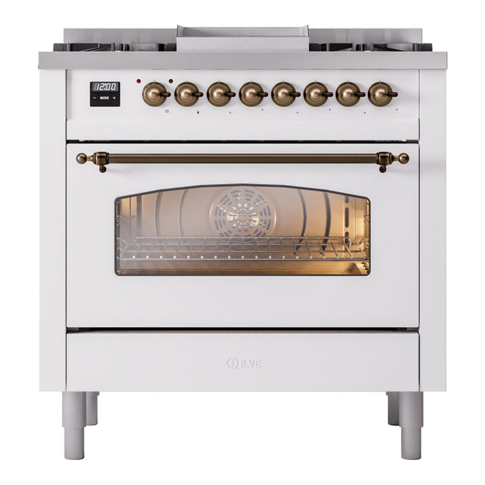 ILVE 36" Nostalgie II Dual Fuel Range with 6 Burners + Fry Top - UP36FNMP