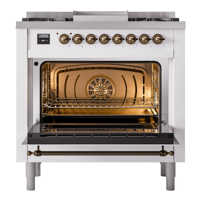 ILVE 36" Nostalgie II Dual Fuel Range with 6 Burners + Fry Top - UP36FNMP