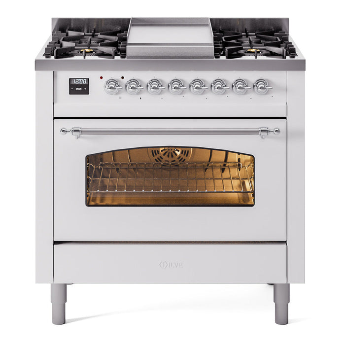 ILVE 36" Nostalgie II Dual Fuel Range with 6 Burners + Fry Top - UP36FNMP