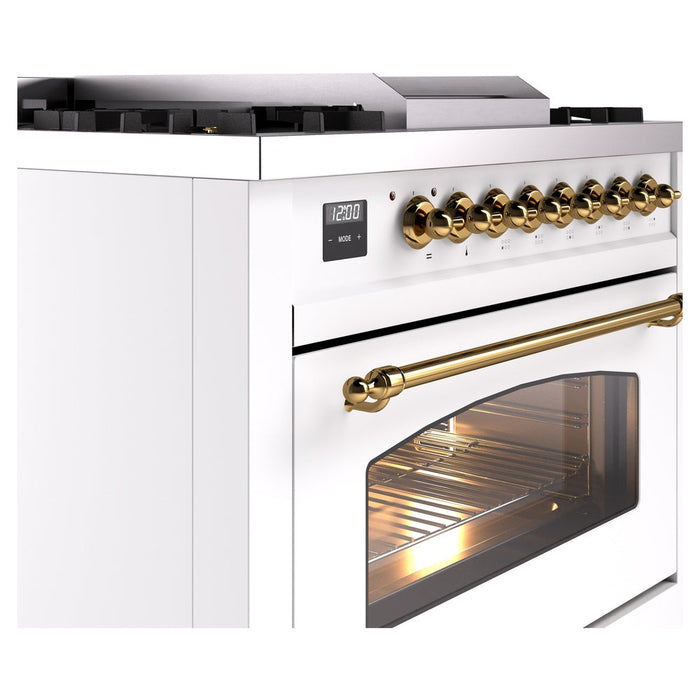 ILVE 36" Nostalgie II Dual Fuel Range with 6 Burners + Fry Top - UP36FNMP