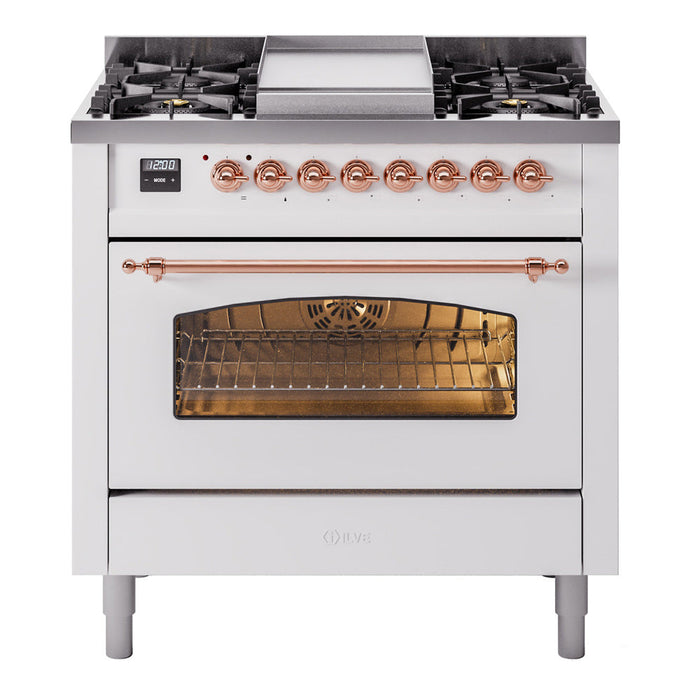 ILVE 36" Nostalgie II Dual Fuel Range with 6 Burners + Fry Top - UP36FNMP