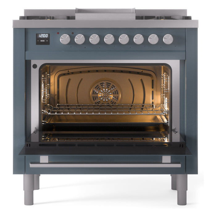 ILVE 36" Professional Plus II Dual Fuel Range with 6 Sealed Burner - UP36FWMP