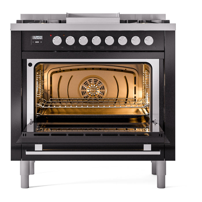 ILVE 36" Professional Plus II Dual Fuel Range with 6 Sealed Burner - UP36FWMP