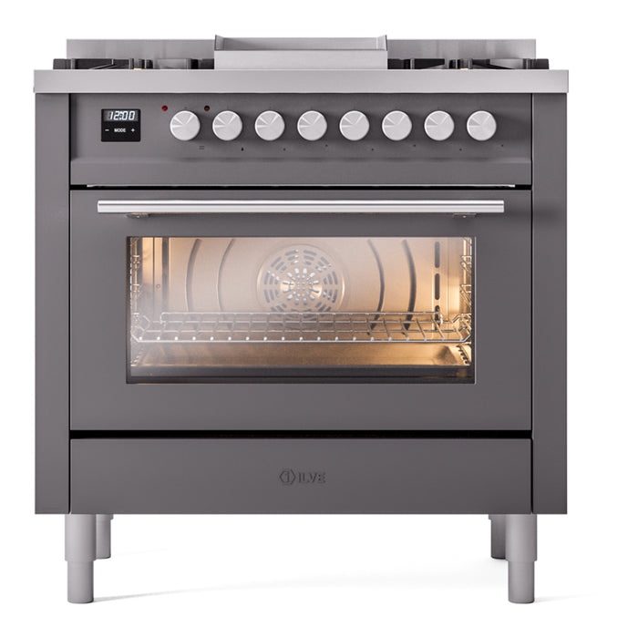 ILVE 36" Professional Plus II Dual Fuel Range with 6 Sealed Burner - UP36FWMP