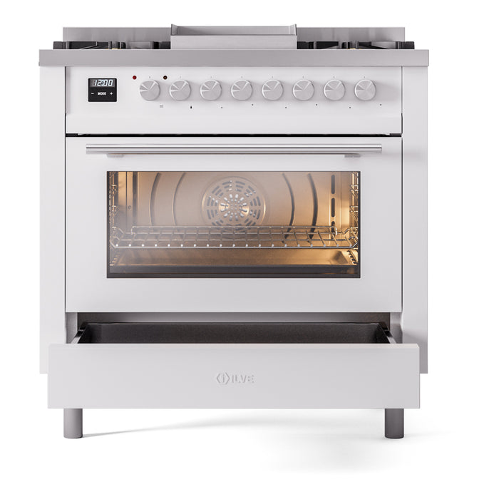 ILVE 36" Professional Plus II Dual Fuel Range with 6 Sealed Burner - UP36FWMP