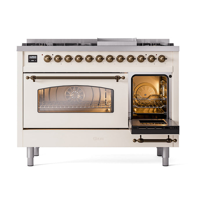 ILVE 48" Nostalgie II Dual Fuel Range with 8 Sealed Burners and Griddle - UP48FNMP