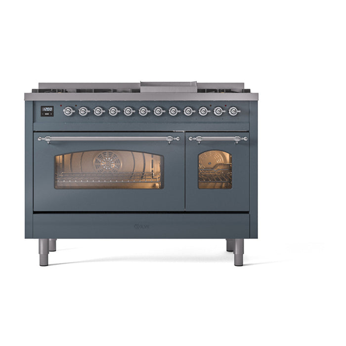 ILVE 48" Nostalgie II Dual Fuel Range with 8 Sealed Burners and Griddle - UP48FNMP