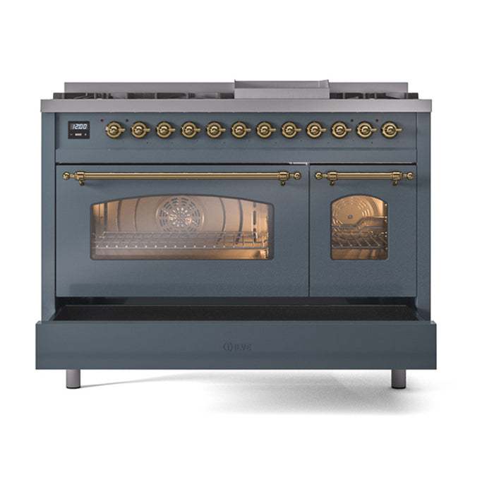 ILVE 48" Nostalgie II Dual Fuel Range with 8 Sealed Burners and Griddle - UP48FNMP