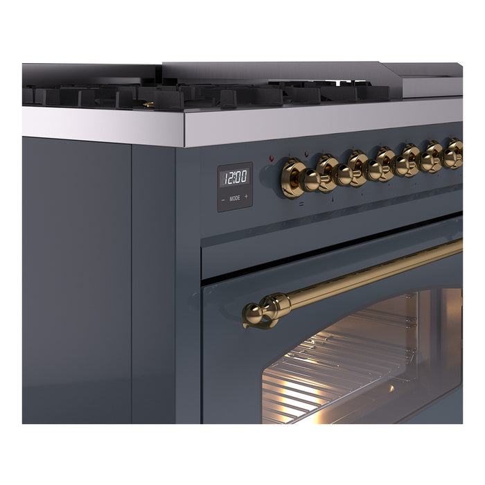 ILVE 48" Nostalgie II Dual Fuel Range with 8 Sealed Burners and Griddle - UP48FNMP