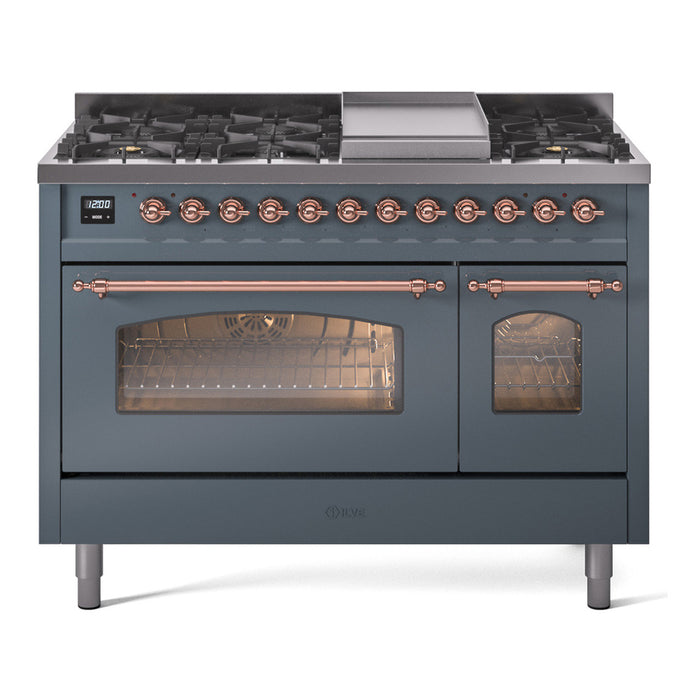ILVE 48" Nostalgie II Dual Fuel Range with 8 Sealed Burners and Griddle - UP48FNMP