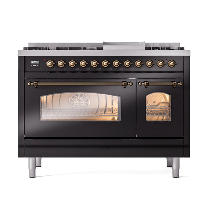 ILVE 48" Nostalgie II Dual Fuel Range with 8 Sealed Burners and Griddle - UP48FNMP