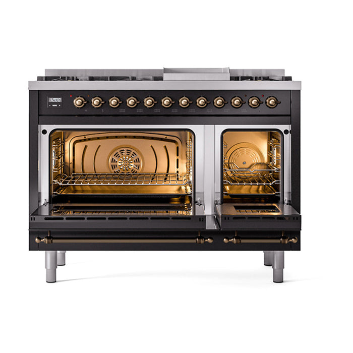 ILVE 48" Nostalgie II Dual Fuel Range with 8 Sealed Burners and Griddle - UP48FNMP