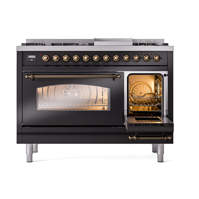 ILVE 48" Nostalgie II Dual Fuel Range with 8 Sealed Burners and Griddle - UP48FNMP