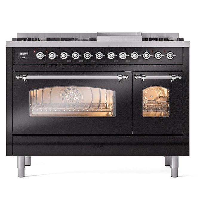 ILVE 48" Nostalgie II Dual Fuel Range with 8 Sealed Burners and Griddle - UP48FNMP